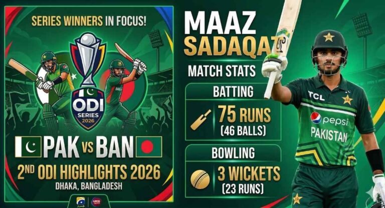 maaz sadaqat vs ban 2nd ODI 2026